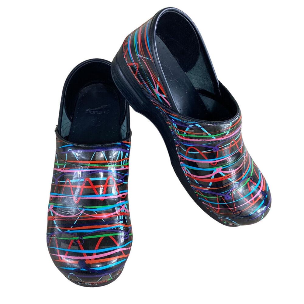 Dansko Professional Clogs Sz EU 41 US 10.5-11 Colorful Streamers Patent Leather